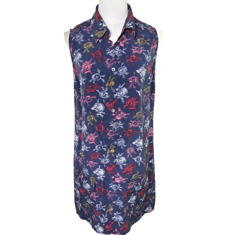 Floral Silk Shift Dress Sleeveless Navy Equipment Femme‎ Women S Petite